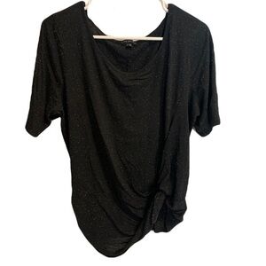 💜 Lane Bryant Black Sparkle Ruched & Knot Detail Top - Plus Size 18/20